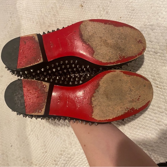 Christian Louboutin Black Spiked Loafers in well loved condition 38.5 - Picture 13 of 16